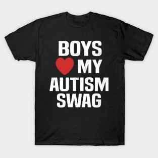 Boys Heart My Autism Swag Funny Boys Love My Autism Swag T-Shirt